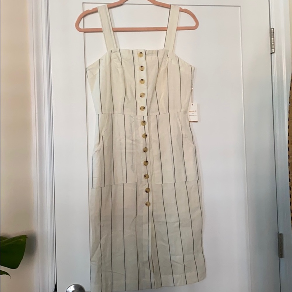 NWT Stripped linen button down dress
